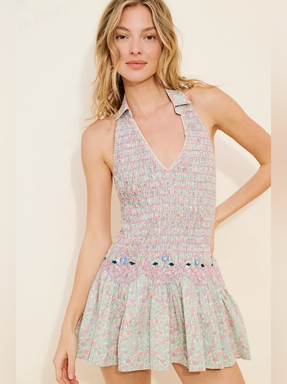 Free People Flirty Florals Smocked Mini Dress